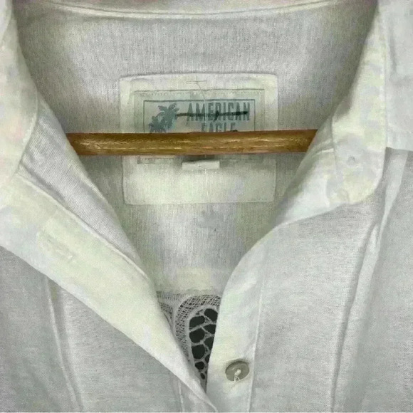 AMERICAN EAGLE OUTFITTERS Women’s Oversize White Lace Button Down Shirt Size S - Picture 5 of 6